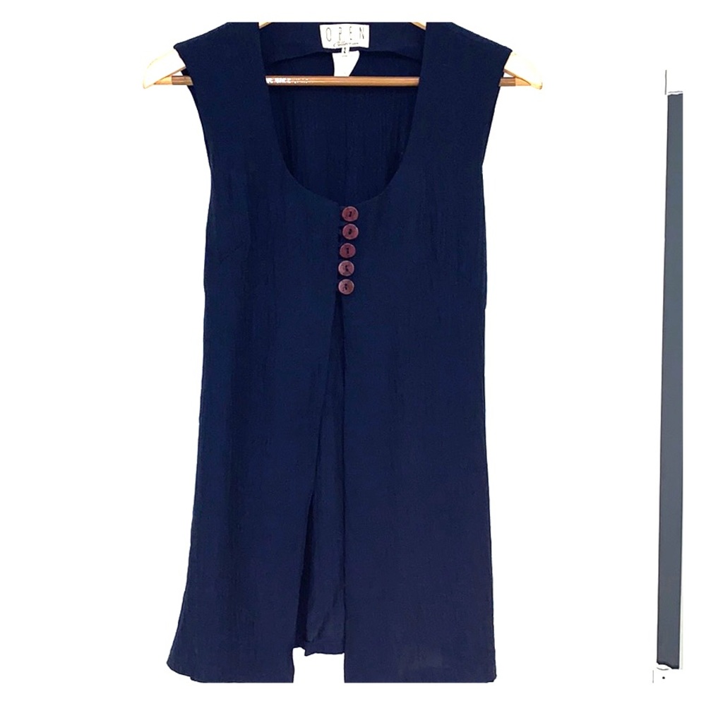 NWOT OPEN COLLECTION PARIS LONG VEST IN NAVY BLUE